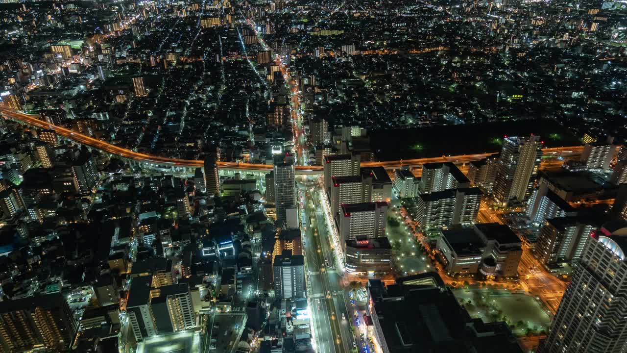 日本大阪十字路口的延时俯视图交通视频素材