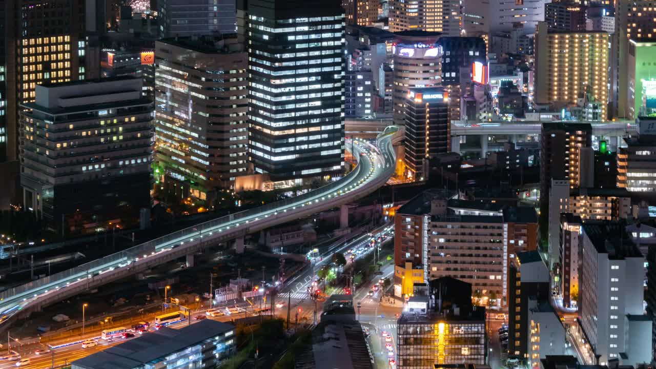 日本大阪高速公路、高速公路和高速公路的分时交通视频素材