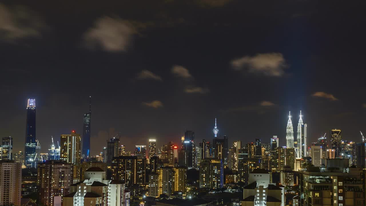 在雨季期间，马来西亚吉隆坡的城市景观的延时4k超高清镜头视频素材