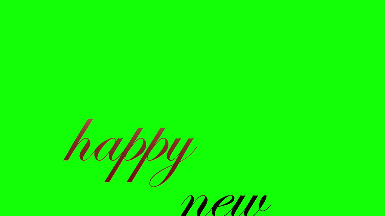 新年快乐文字动画。绿屏和哑光版本。拜年卡。视频素材画面4
