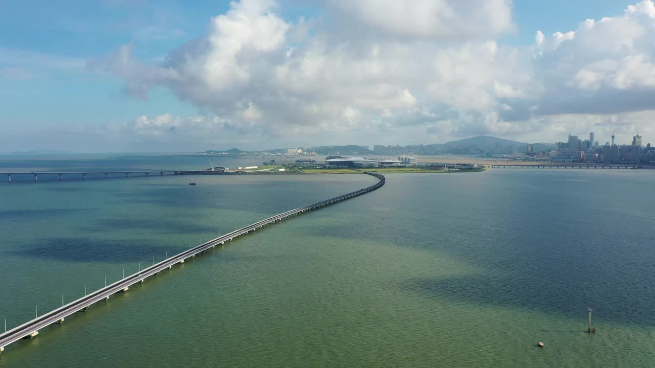 珠海港澳大桥航拍图视频下载