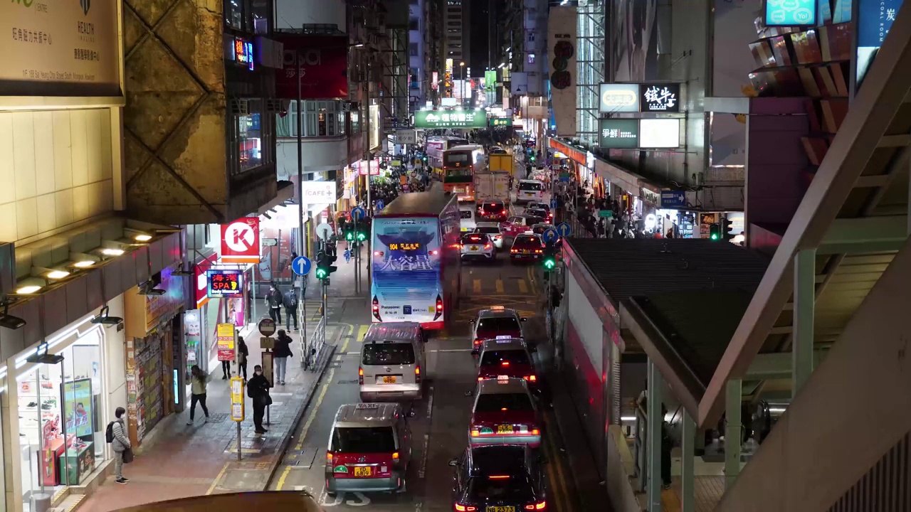 旺角香港繁忙街夜景视频下载