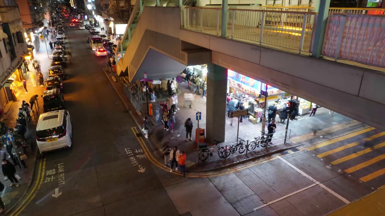 香港夜生活旺角街头大排档视频素材