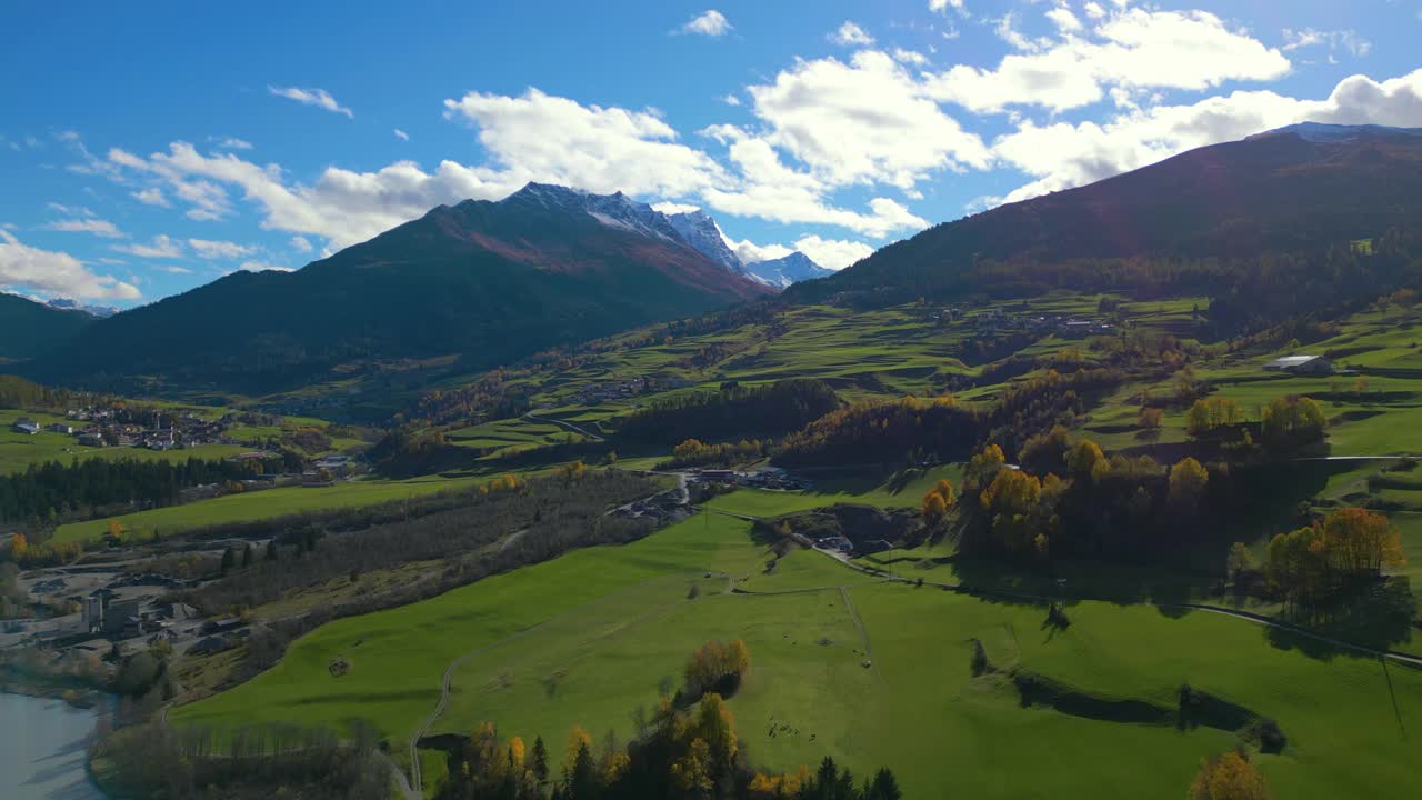 瑞士乡村景色的鸟瞰图视频素材