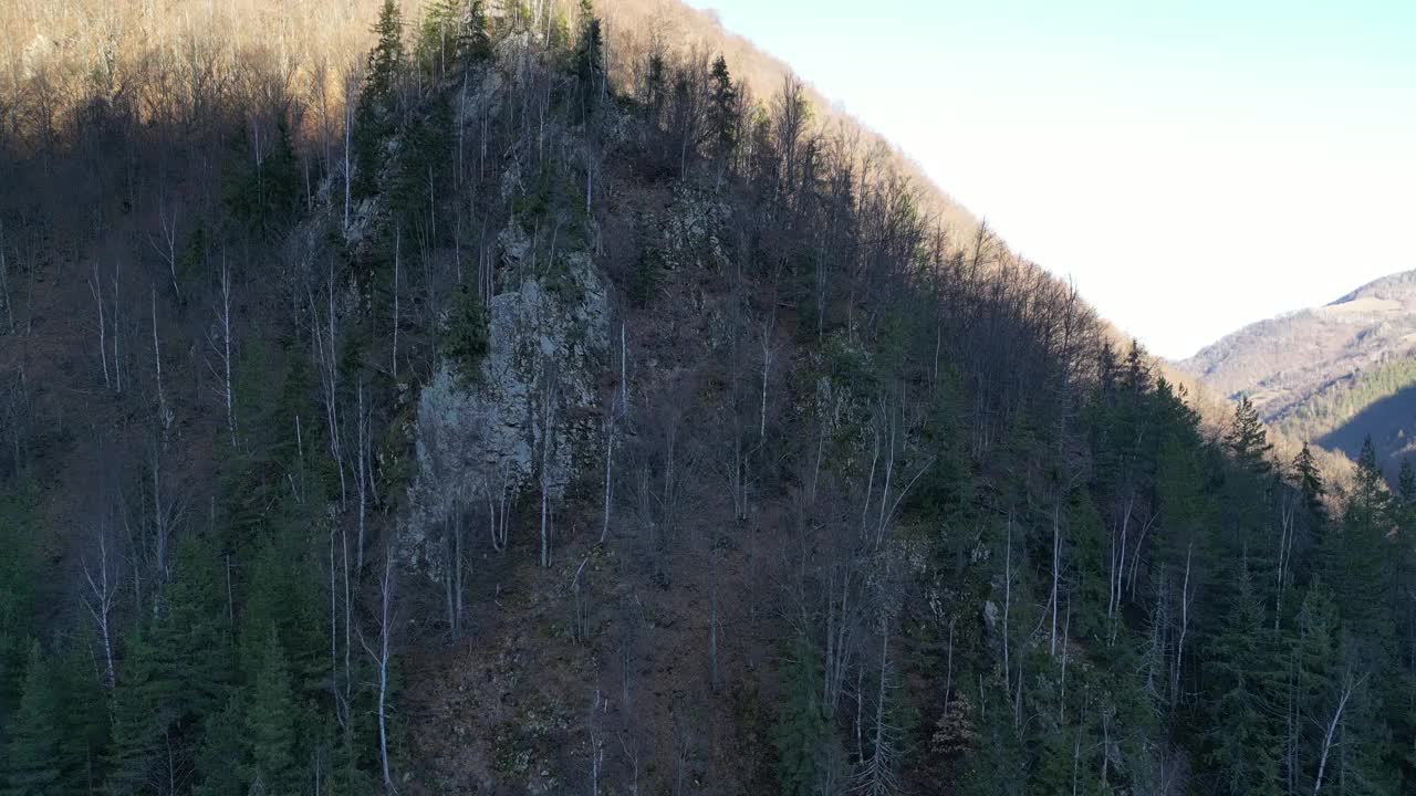 美丽的景色，满是树木的山峰视频素材