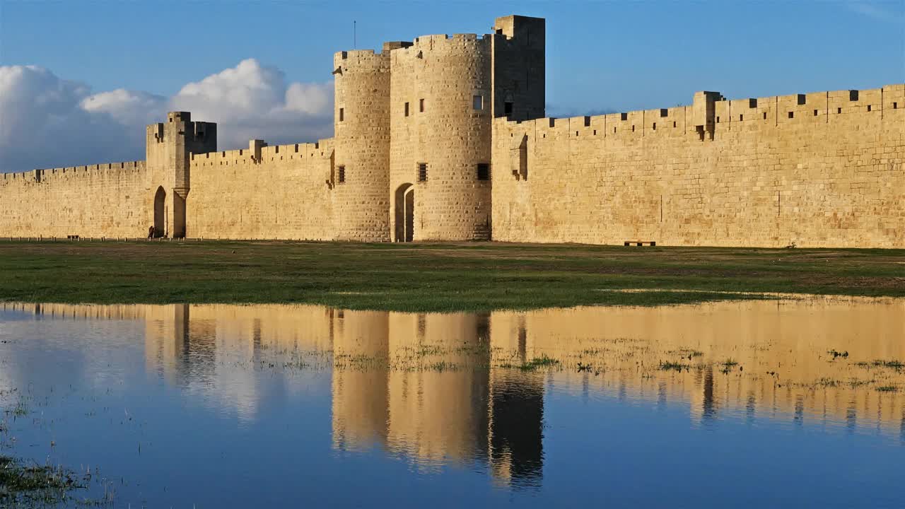 Aigues Mortes, Gard，欧西坦语，法国视频素材