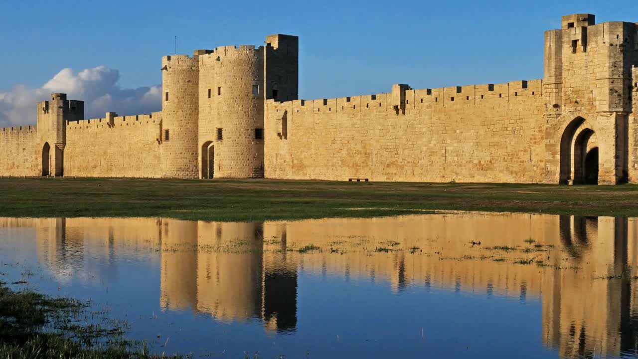 Aigues Mortes, Gard，欧西坦语，法国视频素材