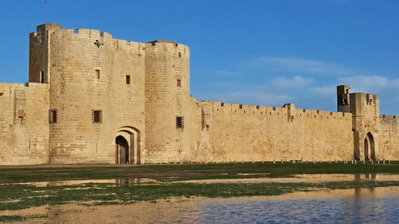 Aigues Mortes, Gard，欧西坦语，法国视频素材