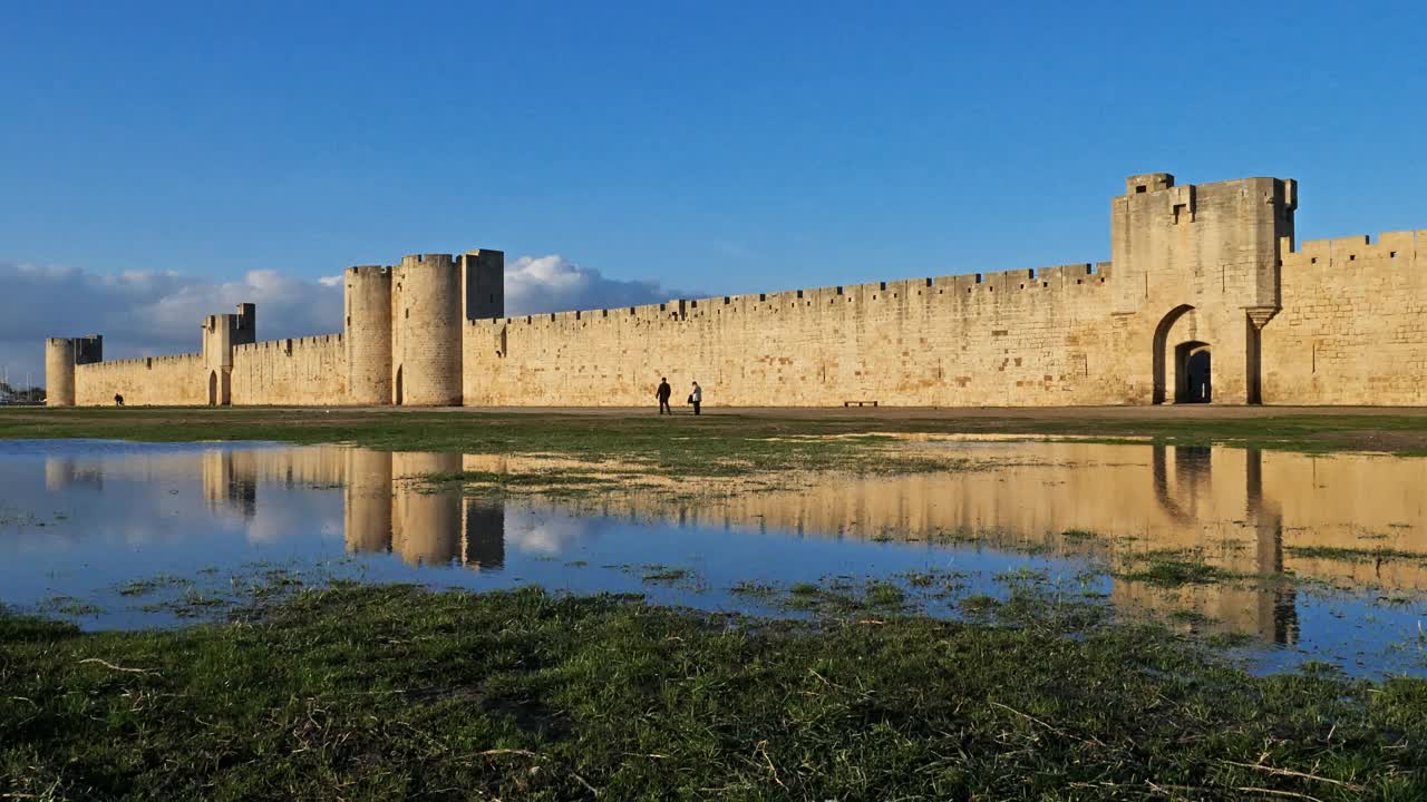 Aigues Mortes, Gard，欧西坦语，法国视频素材