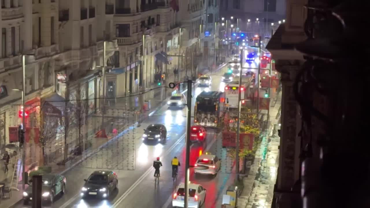 Gran Via，马德里，高角度镜头视频素材