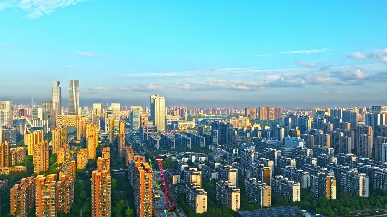 宁波城市天际线和建筑鸟瞰图视频素材