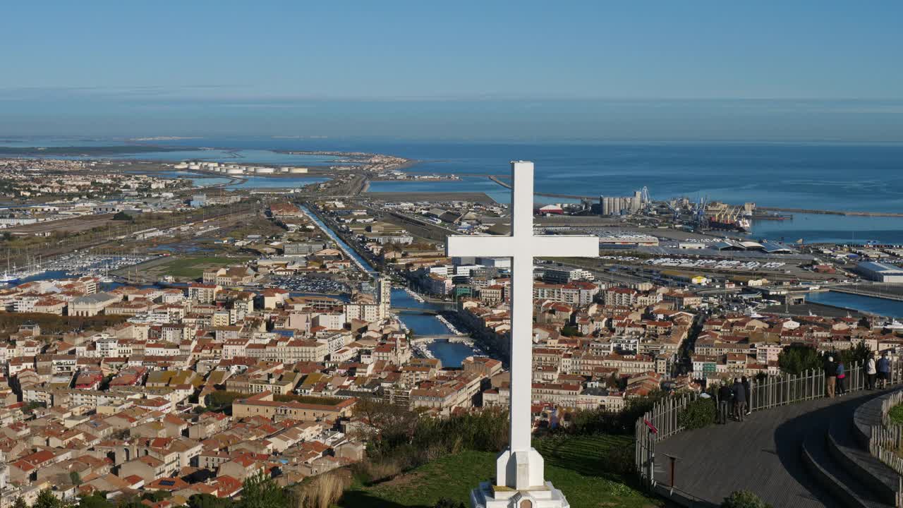 Sète, Hérault department,Occitanie, France. The town from the Mont Saint Clair视频素材