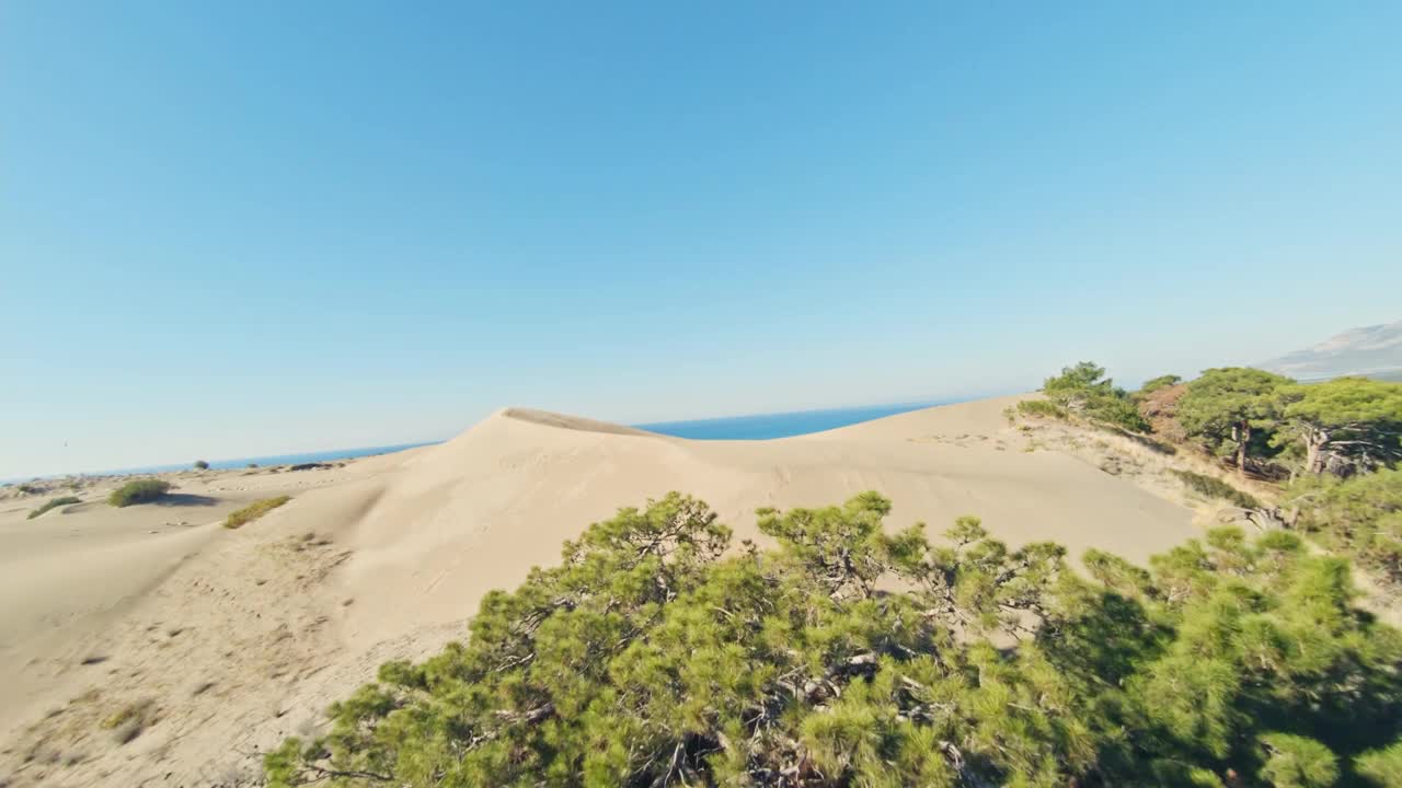 海边沙丘的鸟瞰图视频素材