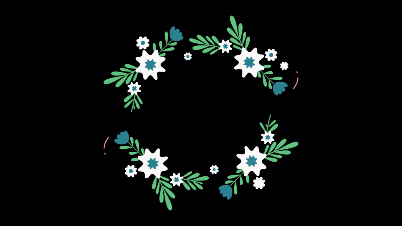 圆形动画与花和透明背景的alpha通道。圆形logo创意视频素材画面1