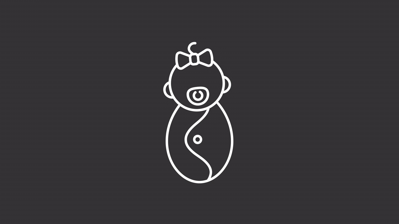 动画女婴白线图标视频素材画面3