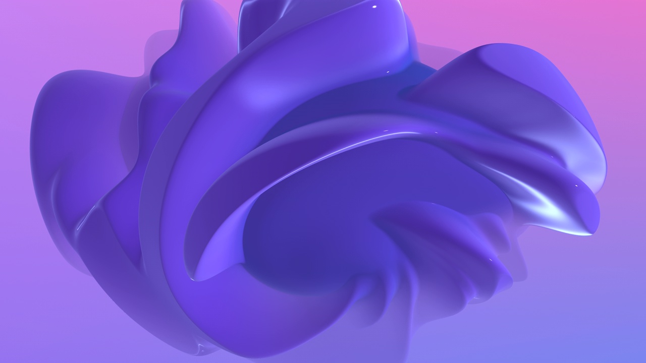 流动的紫色抽象形状上的梯度颜色视频素材画面2