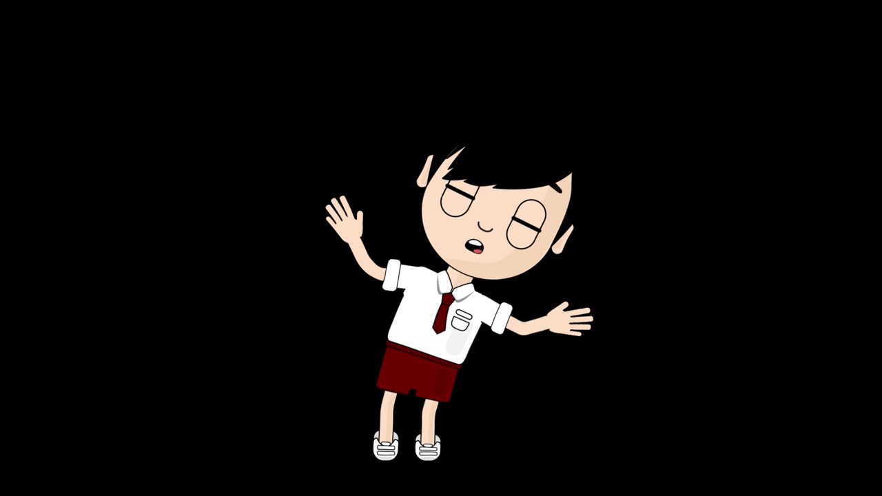 男孩困惑动画人物说话头循环阿尔法视频素材画面3