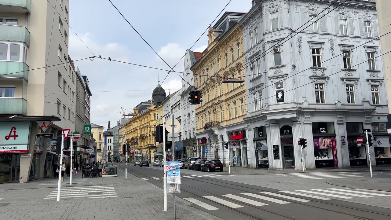 Linz Landstrasse与Buergerstrasse交界处视频素材