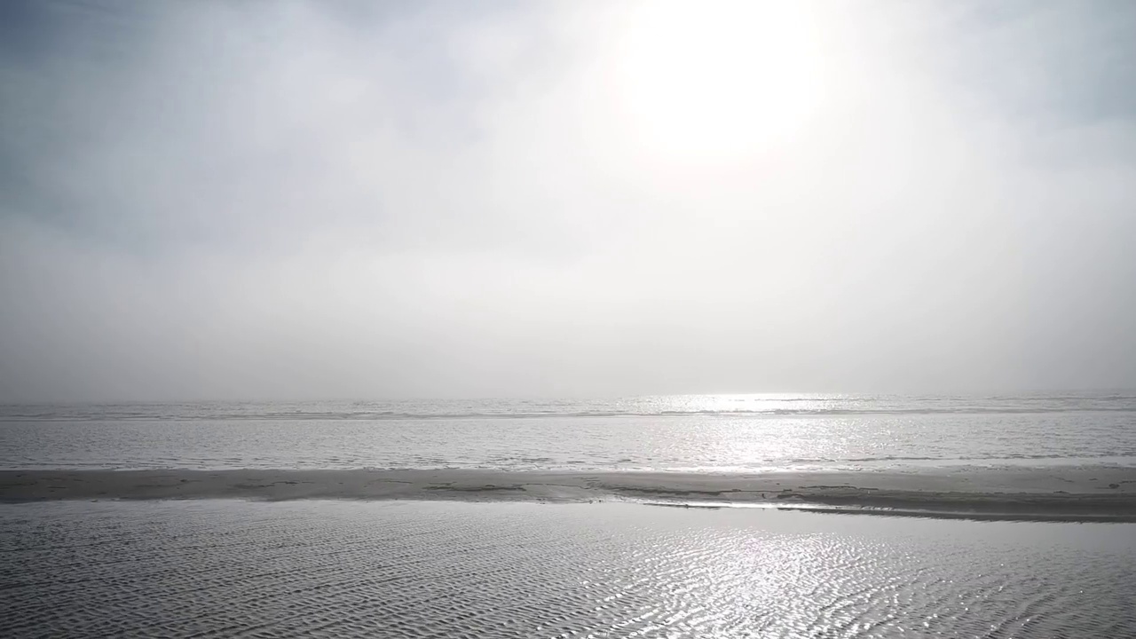 雾在海滩上翻滚，遮住了太阳视频素材