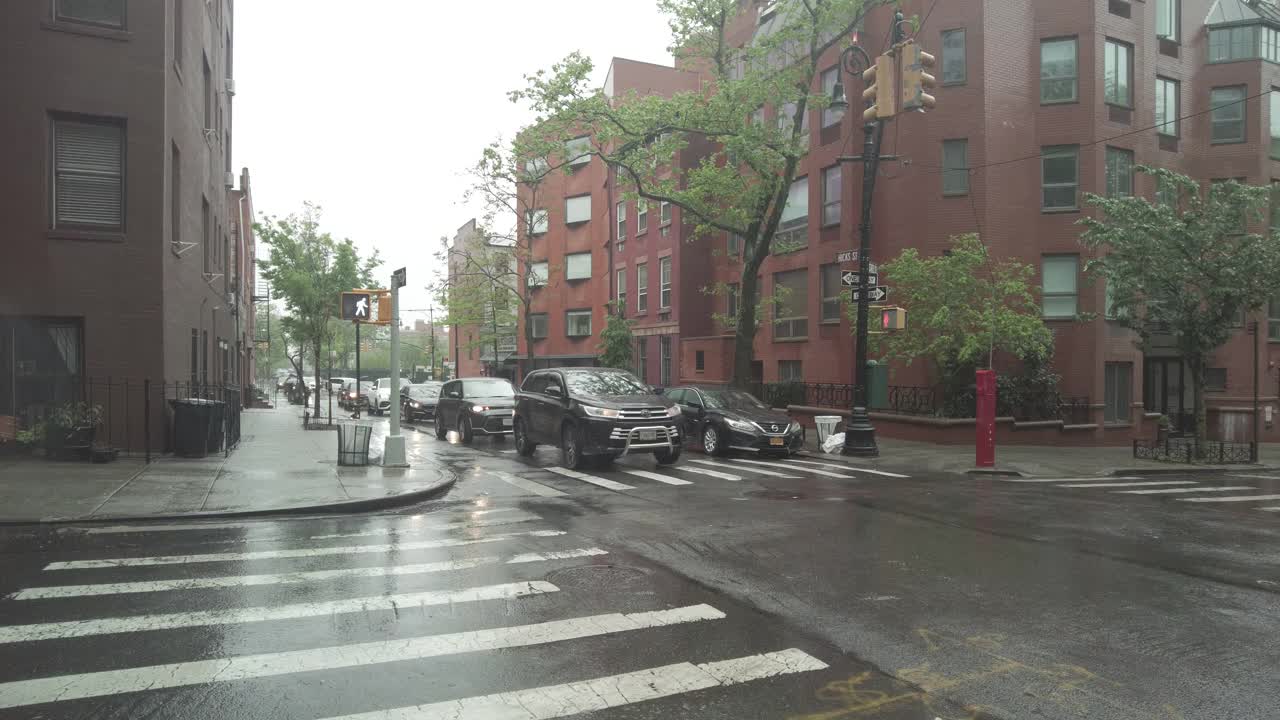 布鲁克林高地的雨天视频素材