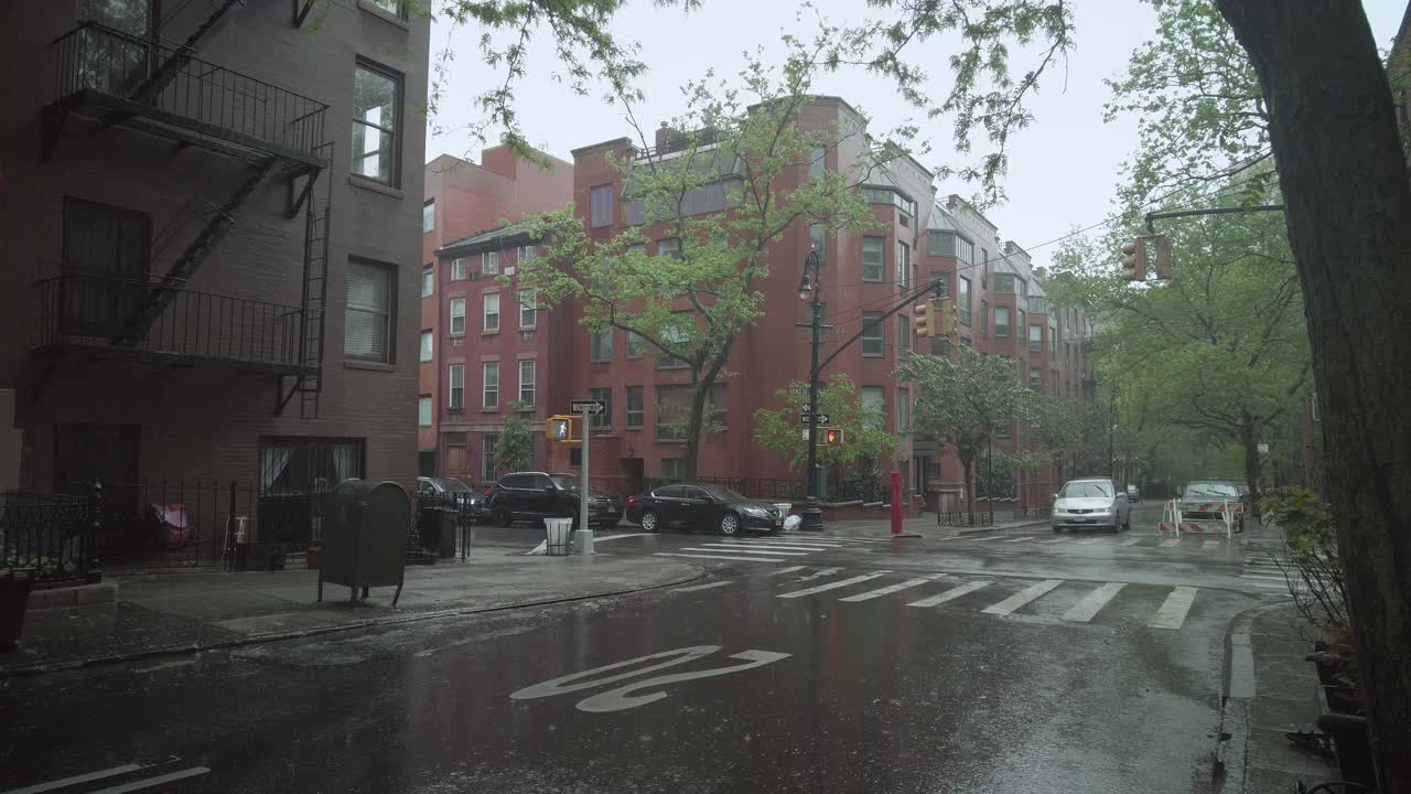 布鲁克林高地的雨天视频素材