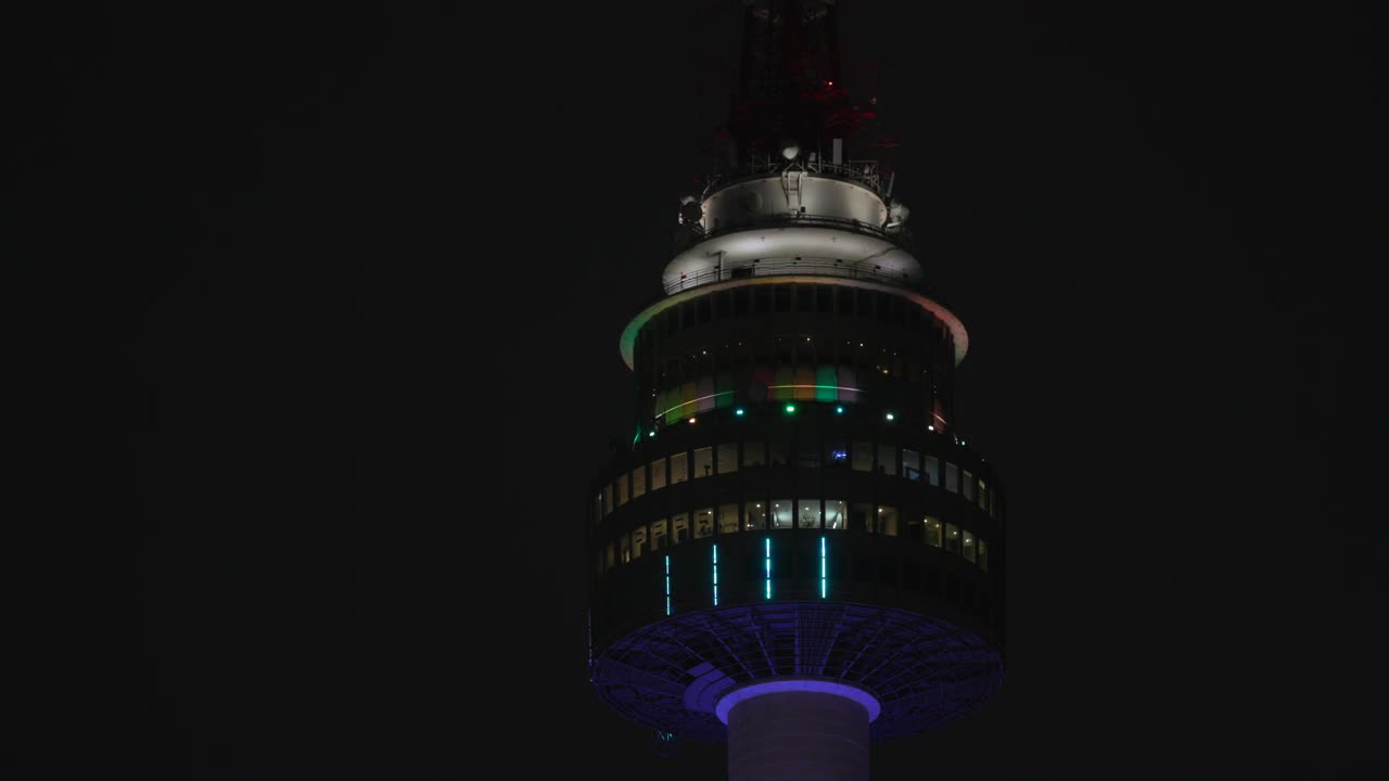 韩国首尔龙山区南山首尔塔观景台夜景视频素材