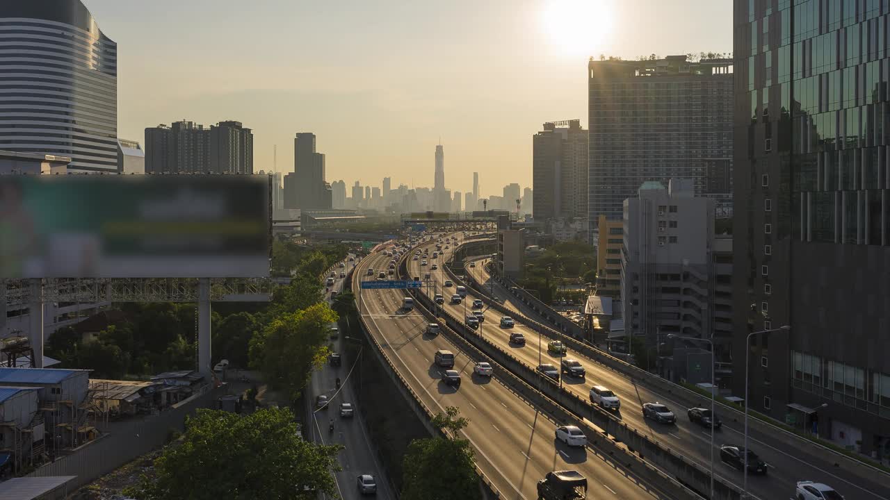 泰国曼谷高速公路上的交通时间间隔视频素材