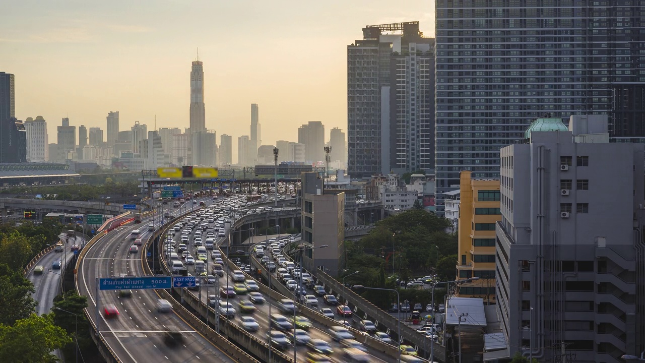 泰国曼谷高速公路上的交通时间间隔视频素材