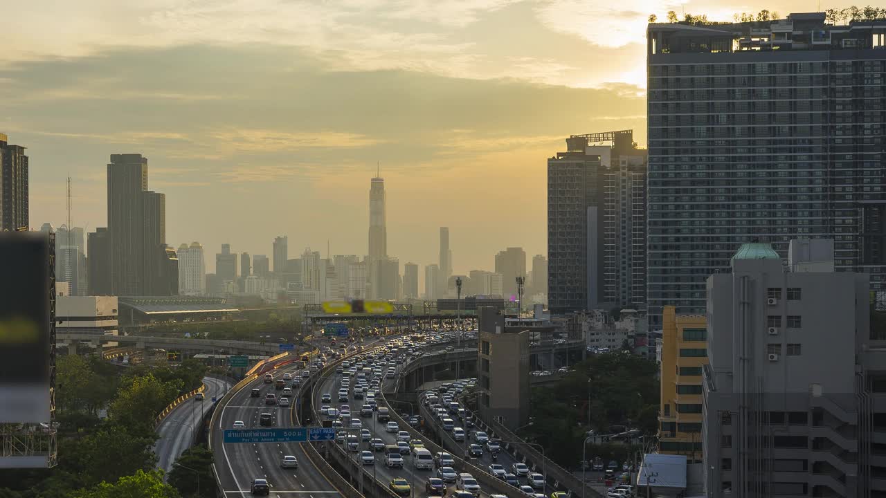 泰国曼谷高速公路上的交通时间间隔视频素材