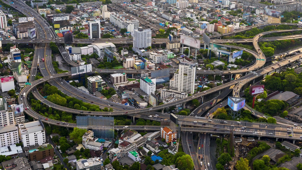 泰国曼谷高速公路上的交通时间间隔视频素材