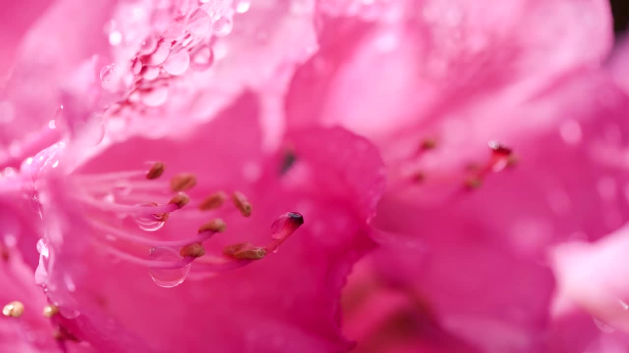 中雨下的杜鹃花视频素材