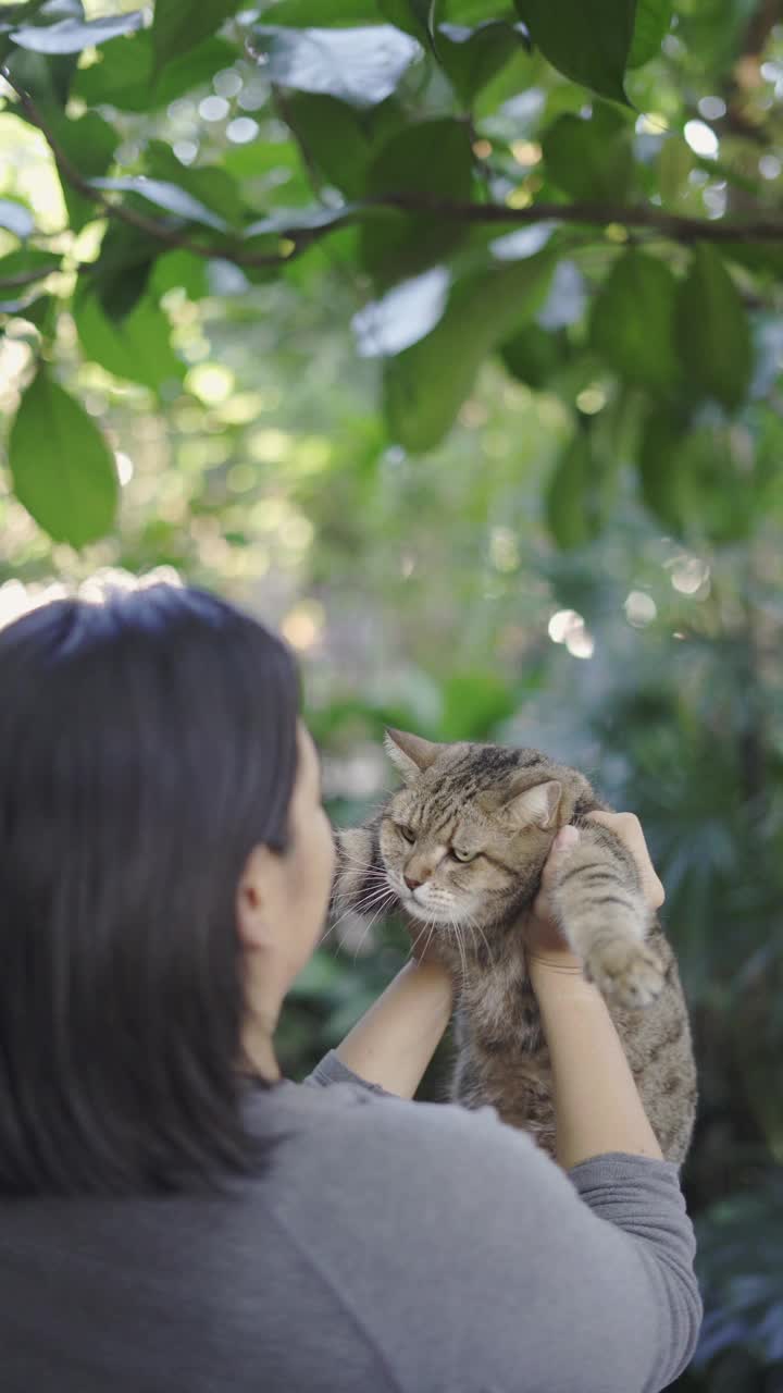 抱着猫的女人视频素材