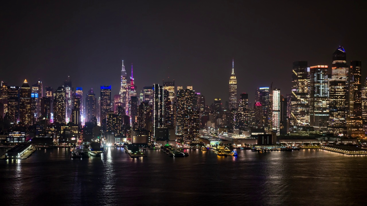 纽约市夜景鸟瞰图视频下载