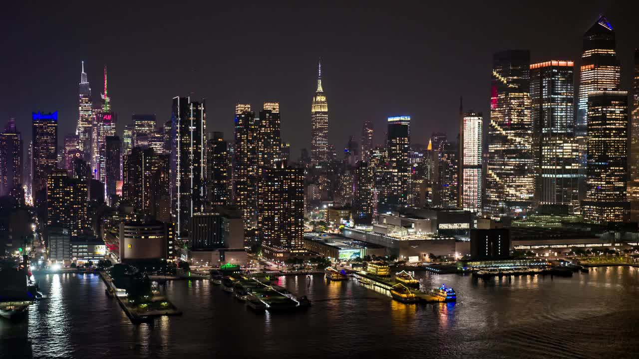 纽约夜景鸟瞰图视频素材