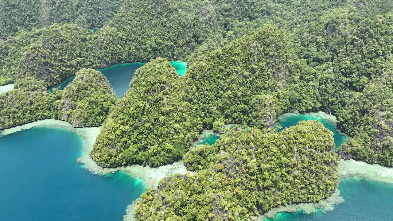 拉贾安帕岛壮观的石灰岩群岛鸟瞰图视频素材