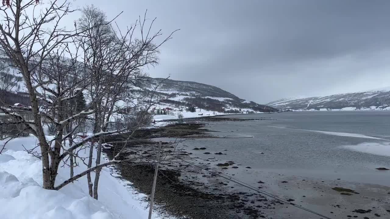 挪威特罗姆瑟美丽的雪景视频素材