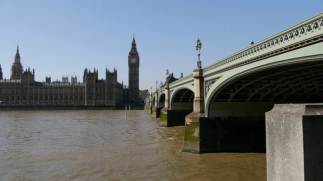 英国议会大厦。威斯敏斯特桥视频素材