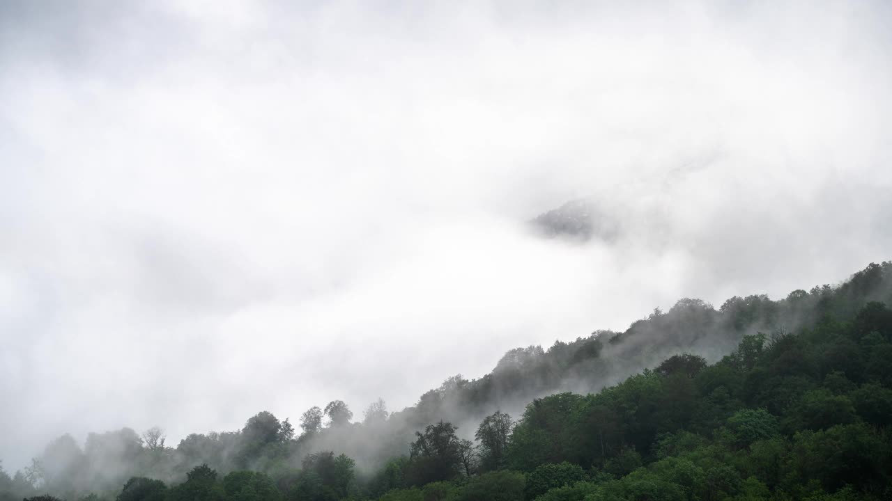 群山和雾中的树林。4k延时视频视频素材