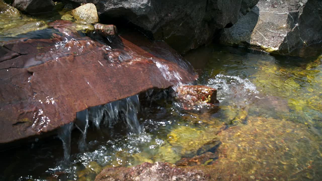 淡水在石头间流动视频素材