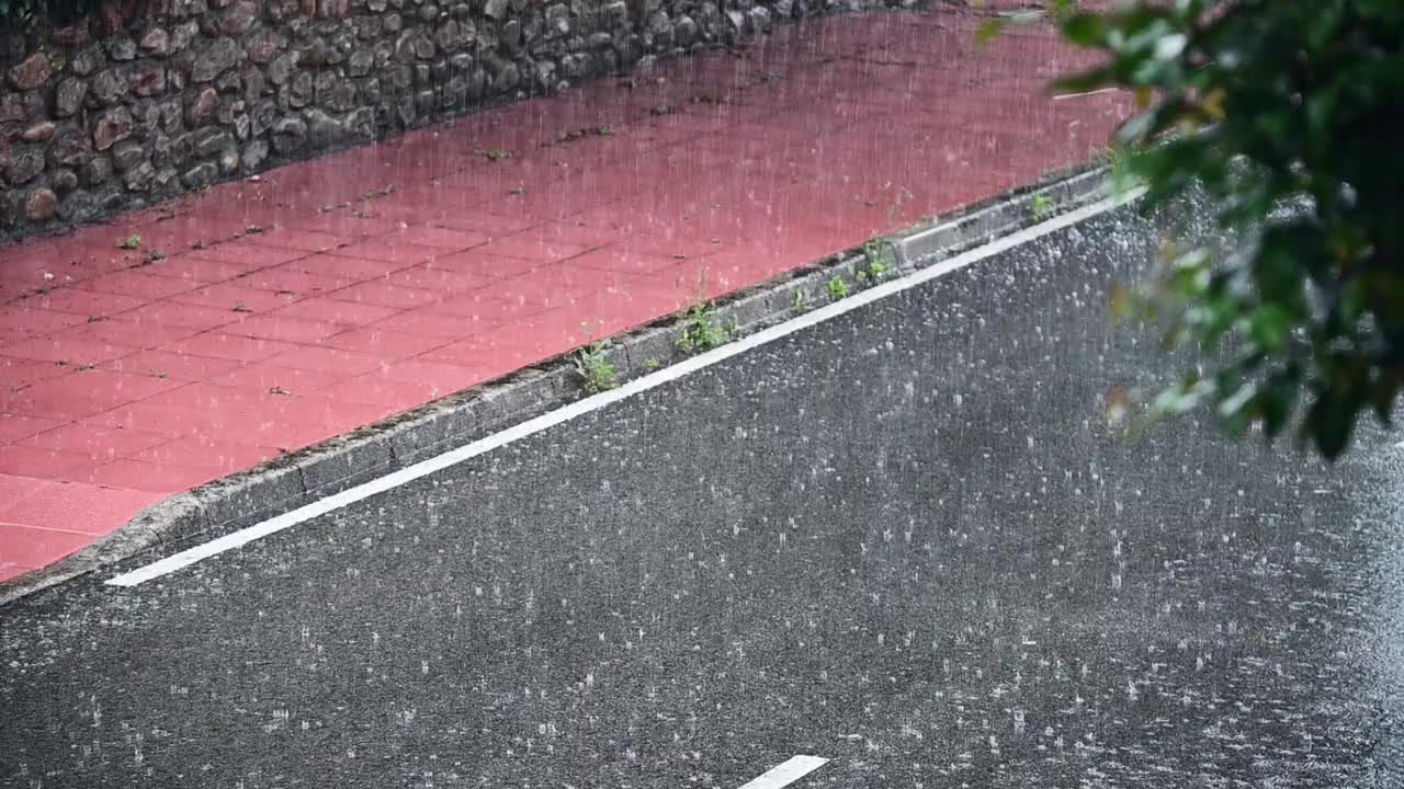 雨淋在沥青上视频素材