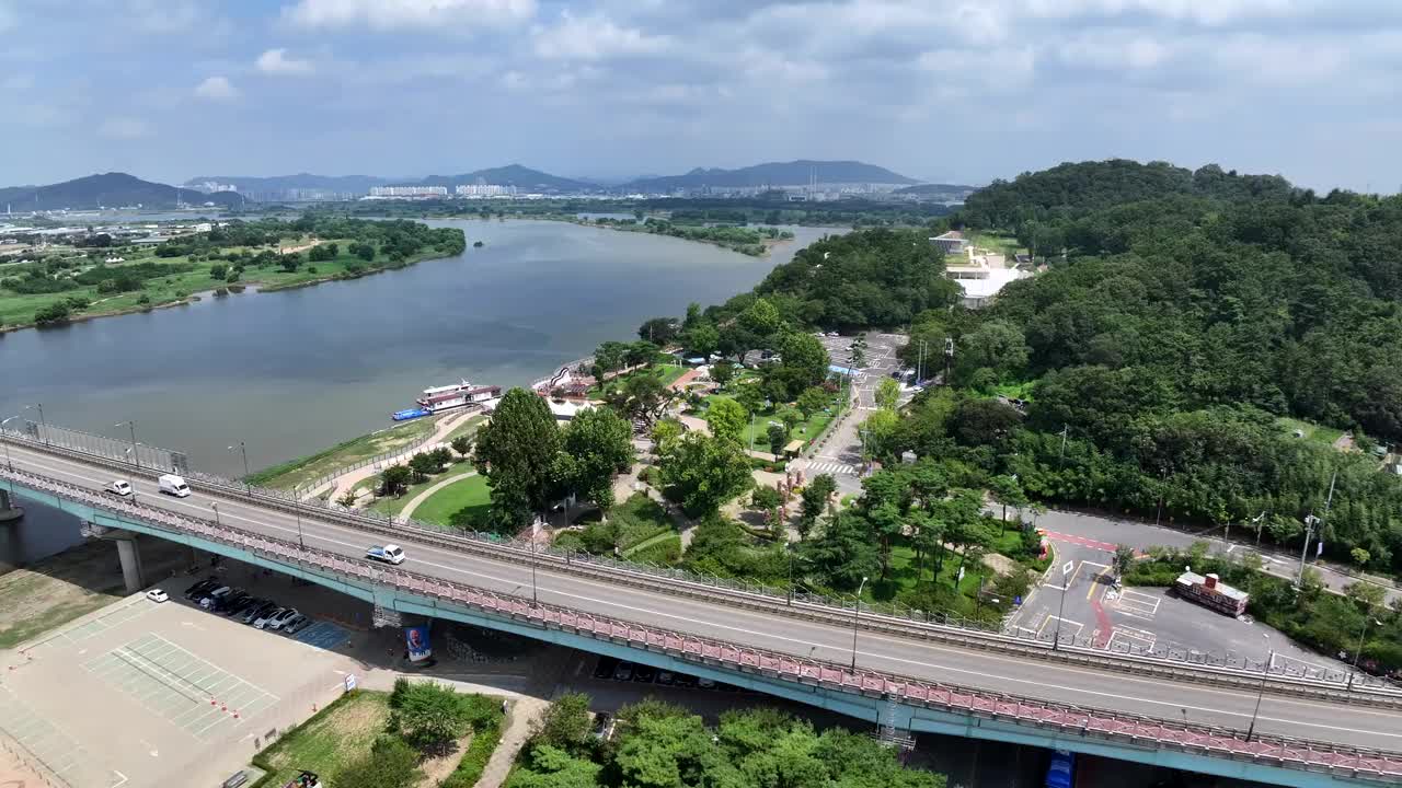 锦湖江、洛东江、达城seupji湿地、花原游乐区、三文镇码头等自然风光视频素材