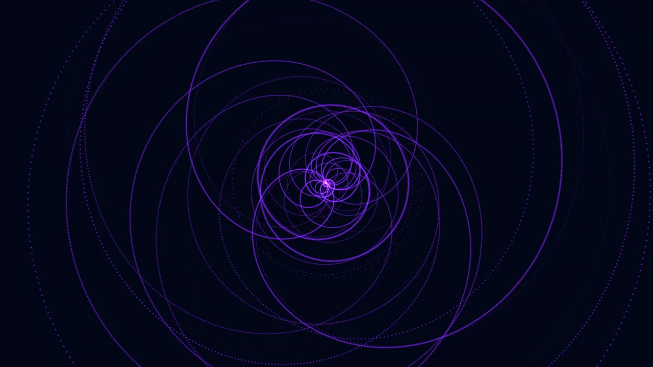 动态紫色圆形图案与螺旋线视频素材