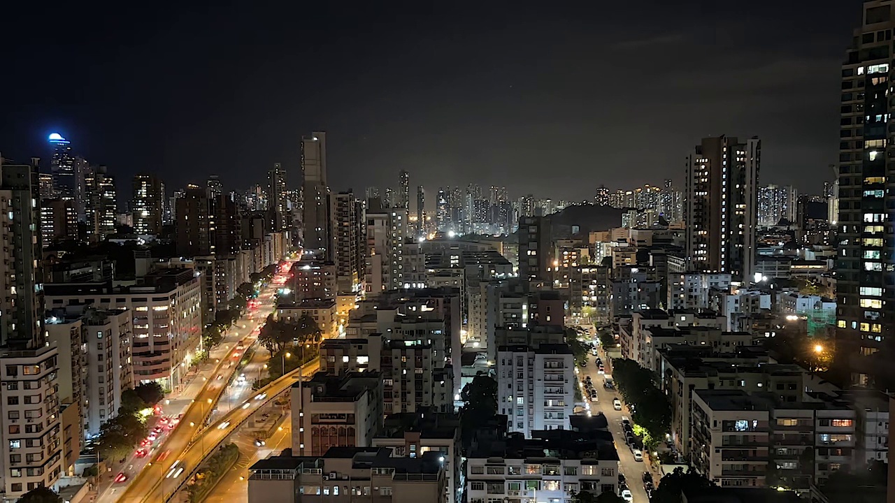 傍晚至夜间交通时间九龙城边界街香港时间视频素材