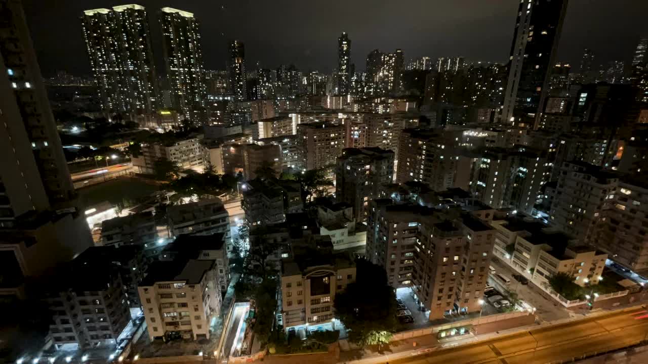 夜间交通太子道香港九龙时间间隔视频素材