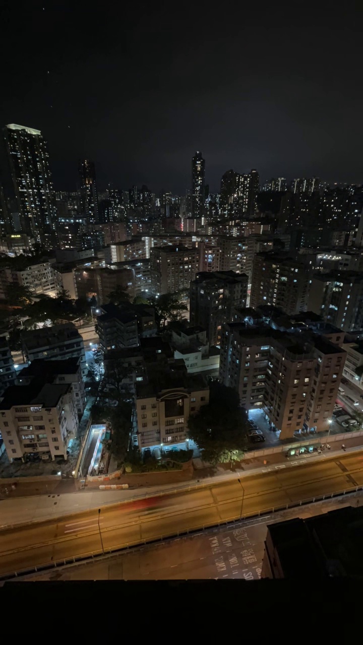 夜景九龙城香港交通垂直延时视频下载