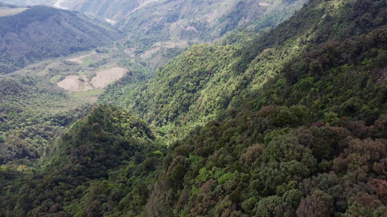 飞越萨尔瓦多丛林中茂密的陡峭山坡视频素材