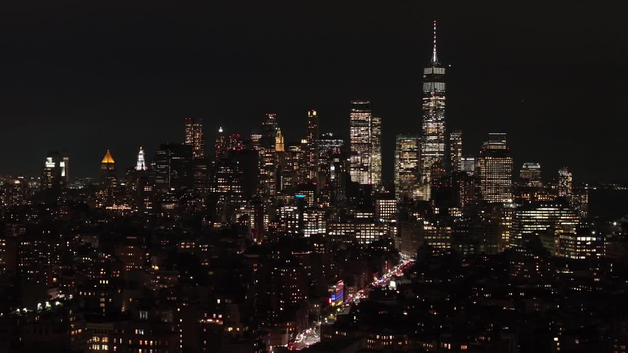 纽约世界贸易中心夜景鸟瞰图视频素材