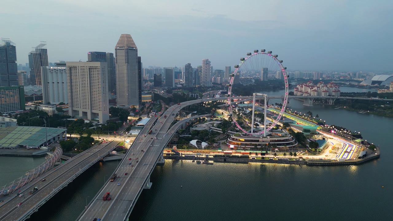 新加坡城市建筑夜景鸟瞰图视频素材