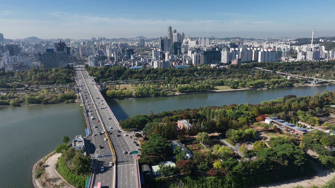 杨花海桥、城山桥及其周边/韩国首尔永登浦区视频素材