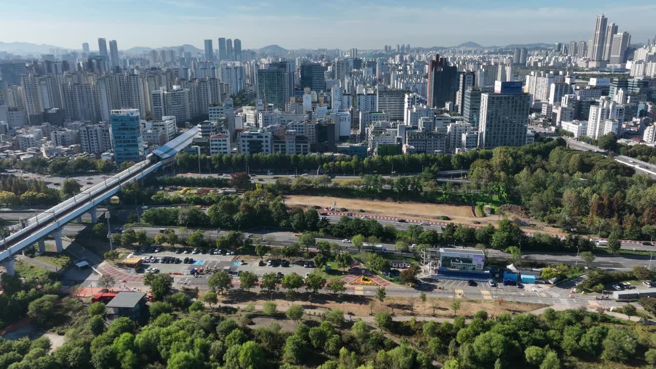 杨花桥、奥林匹克高速公路及周边/韩国首尔永登浦区视频素材